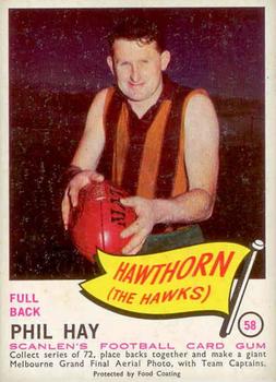 1966 Scanlens VFL & WAFL #58 Phil Hay Front
